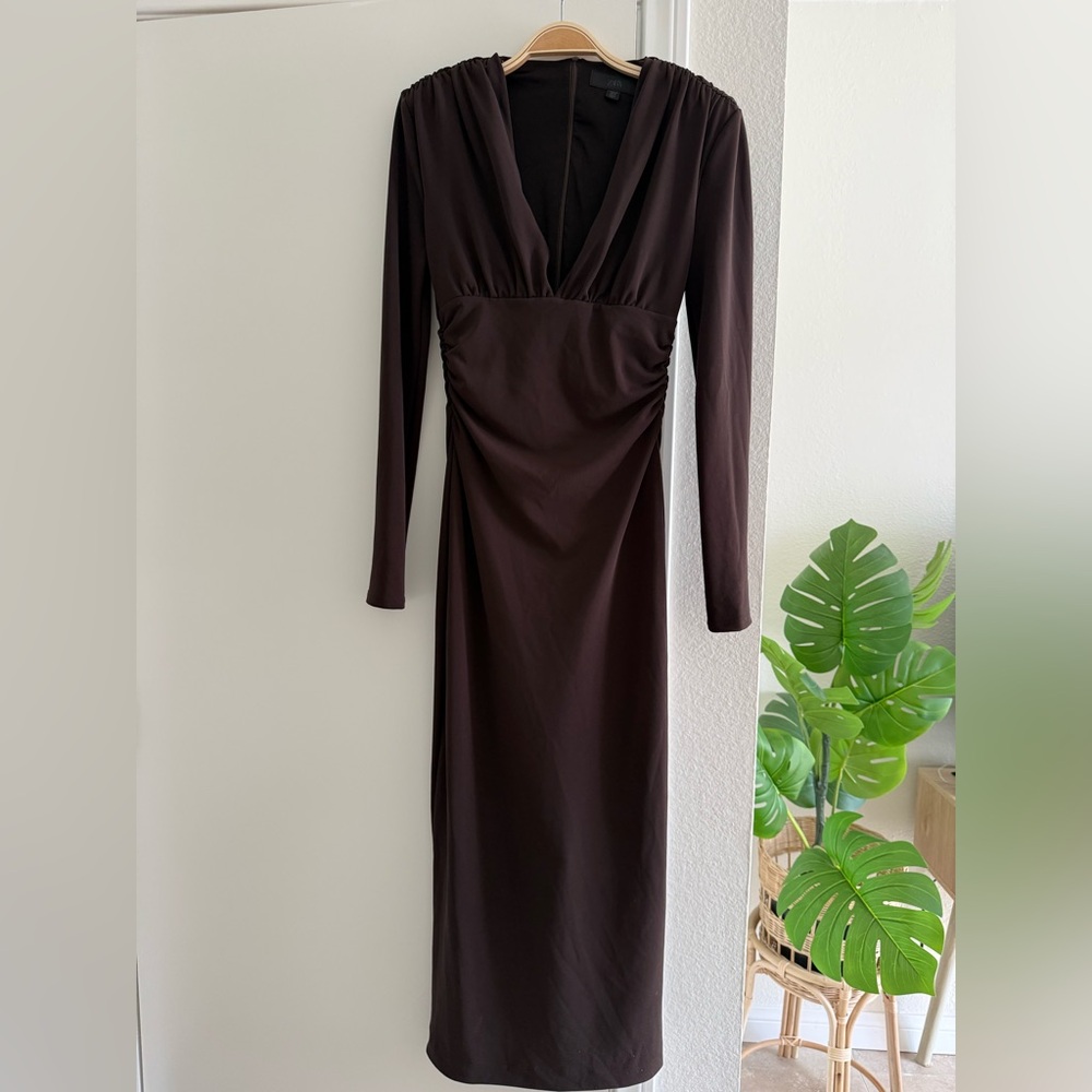 Zara Chocolate Long Sleeve Dress - Picture 2 of 4